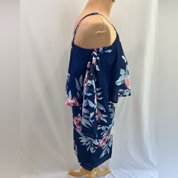 YUMI Kim Celine‎ Blue Floral Flutter Sleeve Mini Dress - Picture 7 of 13